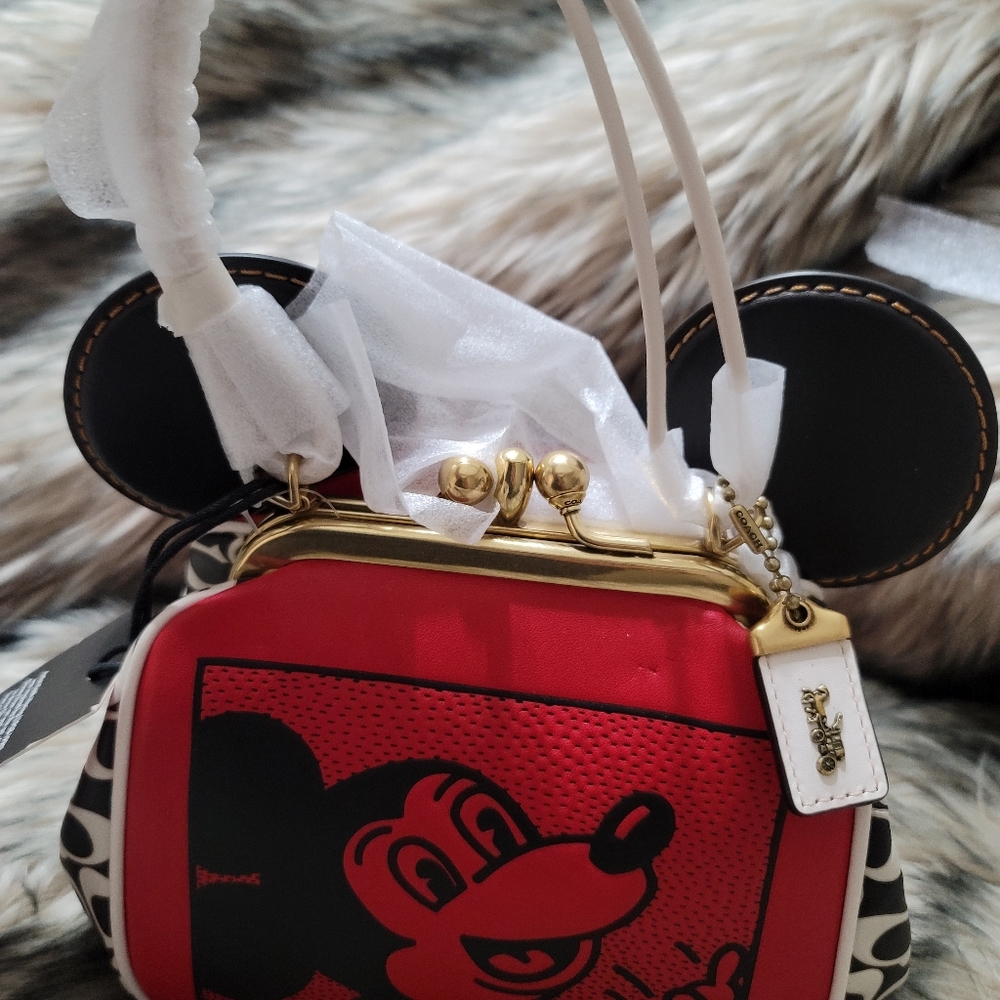 COACH Disney Mickey Mouse X Keith Haring Kisslock Bag